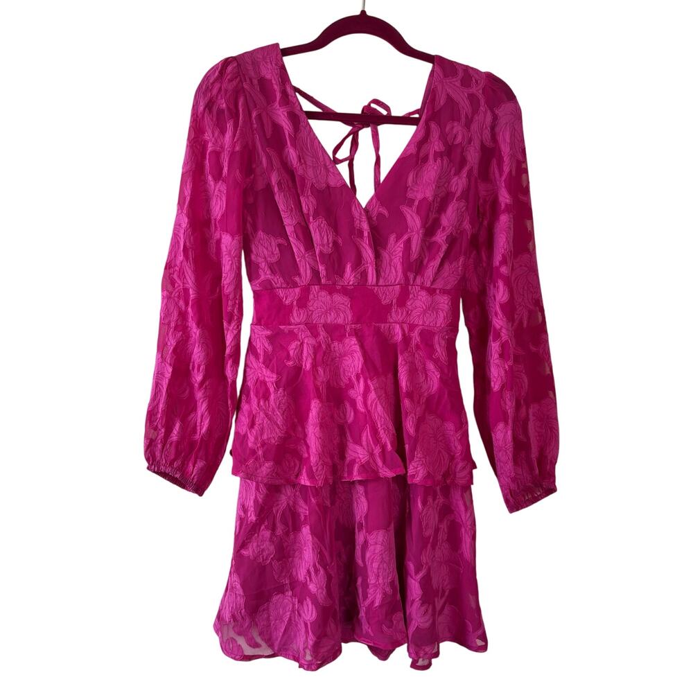 Band of the Free Kiss Me Fuchsia Pink Peplum Mini Dress Women’s Size XS NWT - Picture 3 of 11